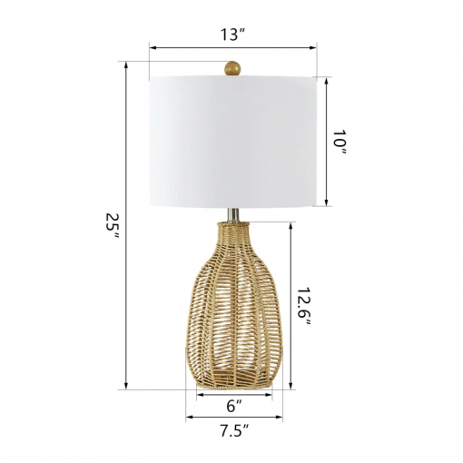 25'' country rope braided original color table lamp for living room/bedroom