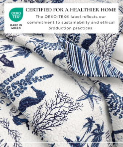 navy / white nautical reversible quilt set with shams