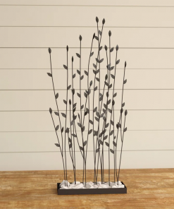 phillipston metal floral decorative black sculpture with loose stones