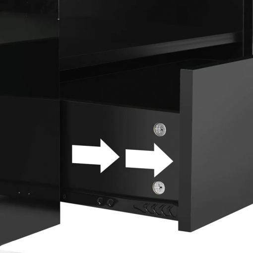 led high gloss finish coffee table with 2 drawers open shelves storage