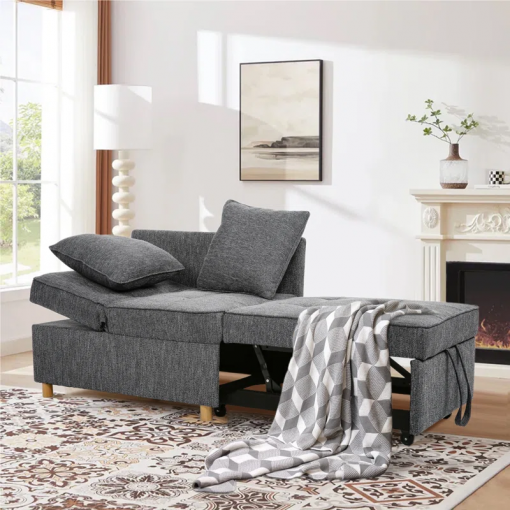 heron 71" upholstered convertible sleeper sofa, pull out sofa bed, chair bed, couch, lounger for small spaces