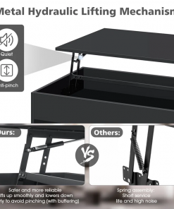 chappa lift top coffee table with multifunctional rgb led lights, hidden compartment and drawers