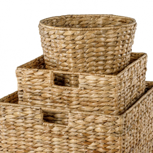 traditional assorted hand woven hyacinth/iron baskets (set of 10)