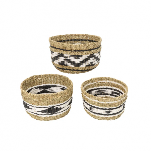 decorative woven rope baskets set of 3