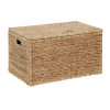 ved heavy duty water hyacinth wicker storage trunk with metal frame