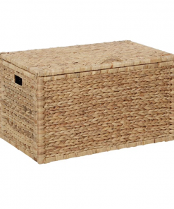 ved heavy duty water hyacinth wicker storage trunk with metal frame