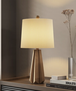 boho style resin table lamp for living room/bedroom/entryway console/decorative supplements with folding shade accent