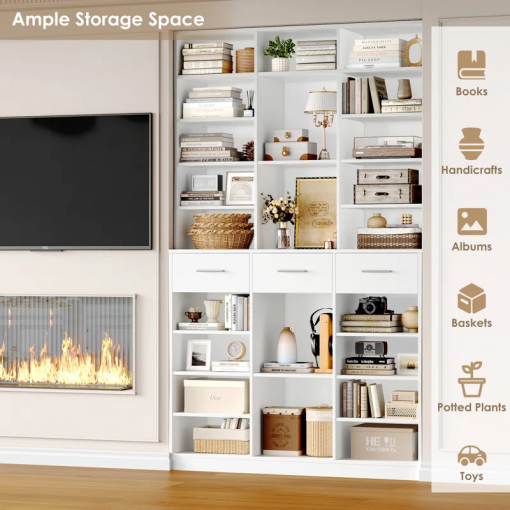 75"h wood storage bookcase with adjustable shelves