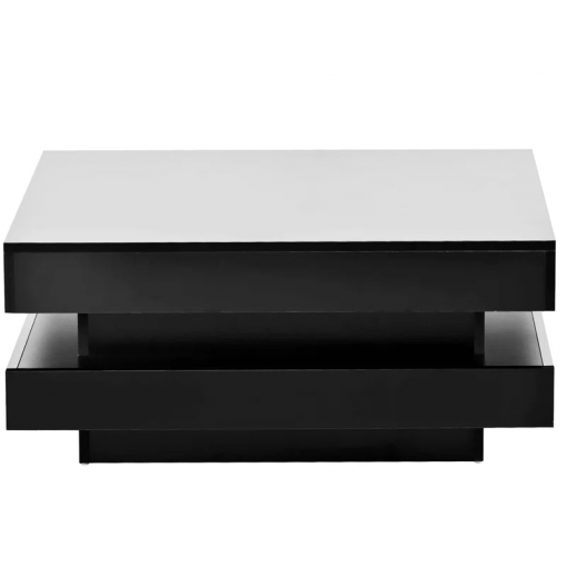deontea pedestal high gloss minimalist design with led lights, 2 tier square coffee table, center table, living room table