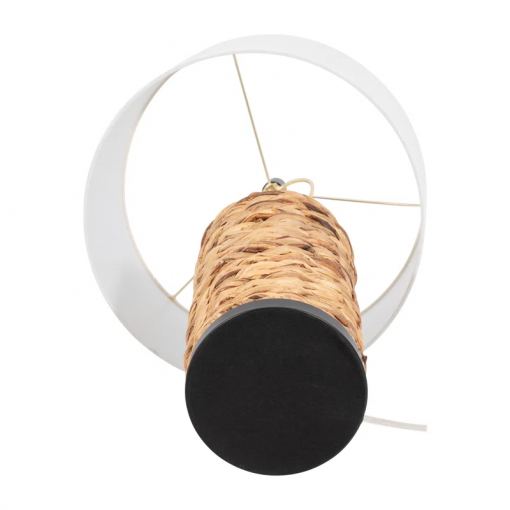 angilia boho woven seagrass table lamp 26" tall rustic accent lamp with linen drum shade natural brown finish for bedroom, living room, or office decor