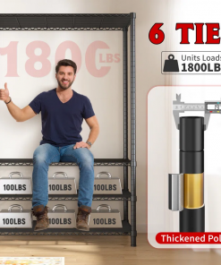 6 tier storage shelves, shelving unit for storage, adjustable kitchen shelves heavy duty pantry shelf