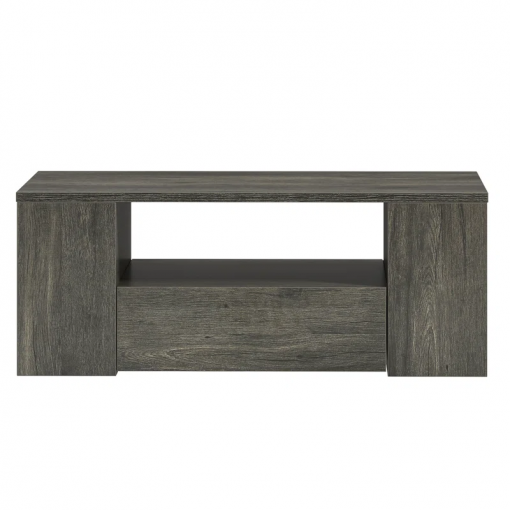 led high gloss finish coffee table with 2 drawers open shelves storage