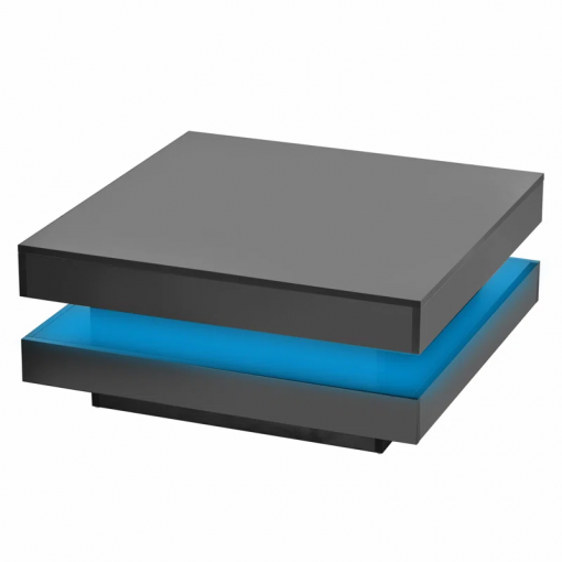 deontea pedestal high gloss minimalist design with led lights, 2 tier square coffee table, center table, living room table