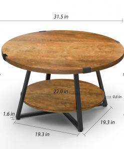 jahaira round coffee table with 2 tier storage shelves