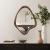 brown wood frame irregular decorative wall mirror