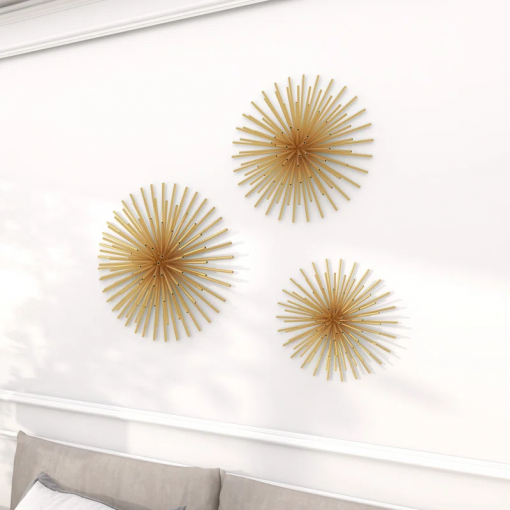 3 piece metal 3d starburst wall decor set 16", 20", 24"w