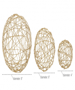 gold metal geometric wire orb decorative sculpture, set of 3 8