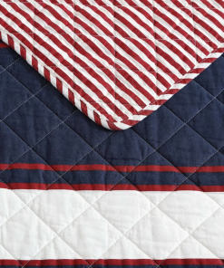 prospect harbor wesley blue cotton reversible quilt set