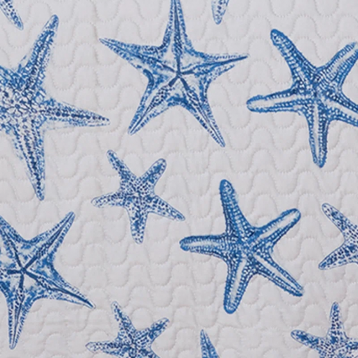 nautical blue starfish reversible quilt set with shams