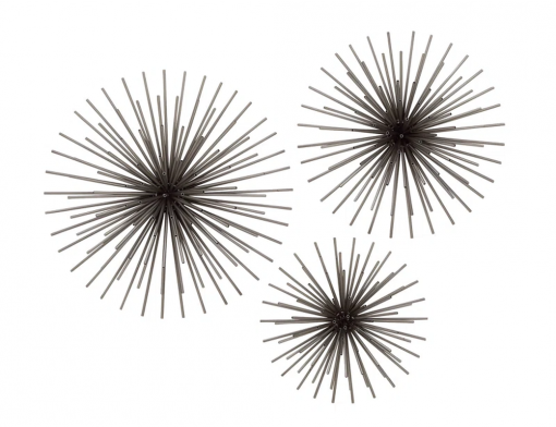 3 piece metal 3d starburst wall decor set 16", 20", 24"w