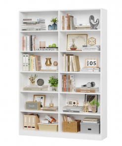 geng 74.3"h x 47.2"w wood double 6 tier standard bookcase