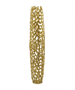 bodo gold aluminum metal coral cutout coral decorative vase, 10" x 10" x 40"