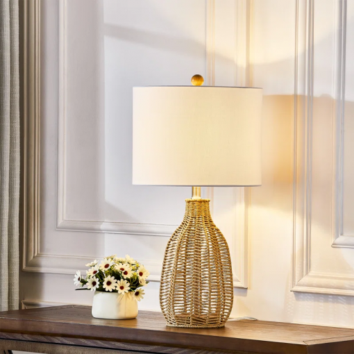 25'' country rope braided original color table lamp for living room/bedroom