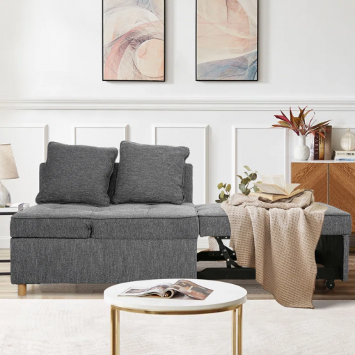 heron 71" upholstered convertible sleeper sofa, pull out sofa bed, chair bed, couch, lounger for small spaces