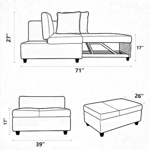 heron 71" upholstered convertible sleeper sofa, pull out sofa bed, chair bed, couch, lounger for small spaces