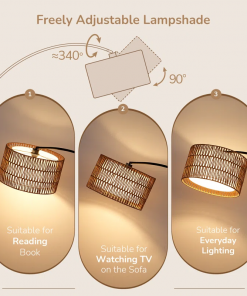 76'' rattan arched dimmable floor lamp with remote control and bulb included