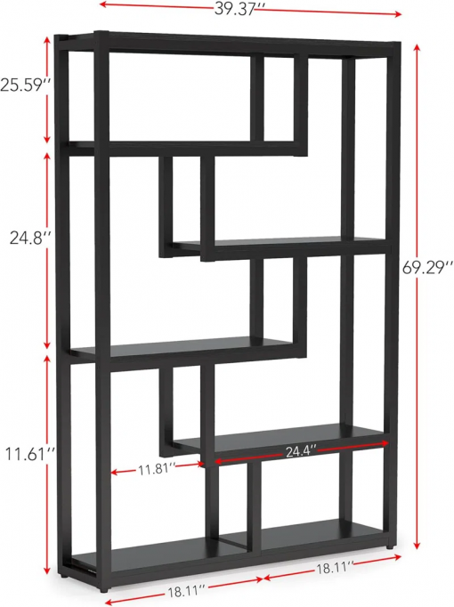 69.29" h x 39.37" w steel geometric bookcase