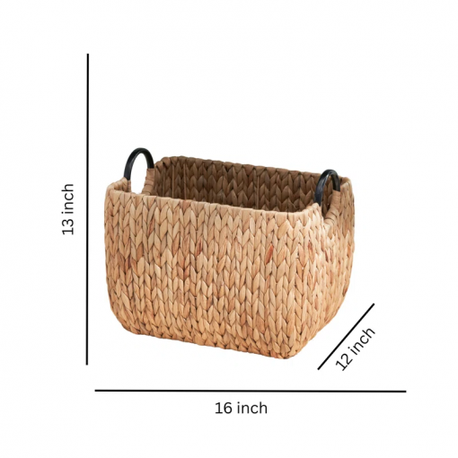 ludmilla rectangular multi purpose water hyacinth baskets with handles 16" x 12" x 13"