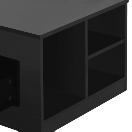 led high gloss finish coffee table with 2 drawers open shelves storage