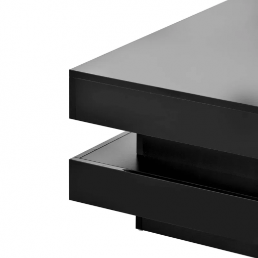 deontea pedestal high gloss minimalist design with led lights, 2 tier square coffee table, center table, living room table