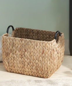 ludmilla rectangular multi purpose water hyacinth baskets with handles 16" x 12" x 13"