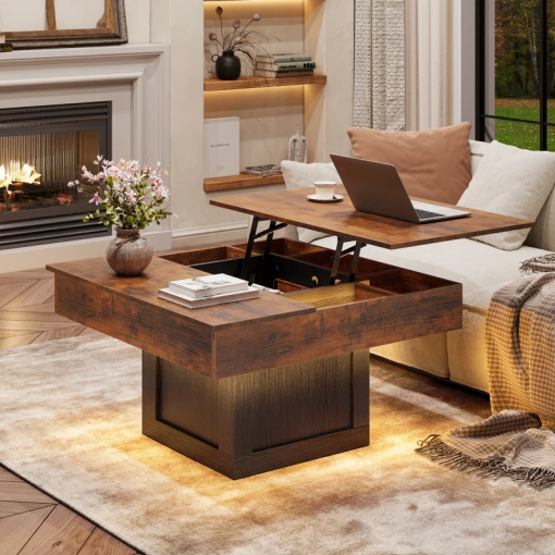 led lift top coffee table with storage