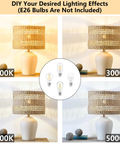 boho style ceramic rattan table lamp for living room/bedroom/entryway console/decorative supplements with rattan accent