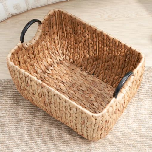 ludmilla rectangular multi purpose water hyacinth baskets with handles 16" x 12" x 13"