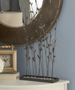 phillipston metal floral decorative black sculpture with loose stones