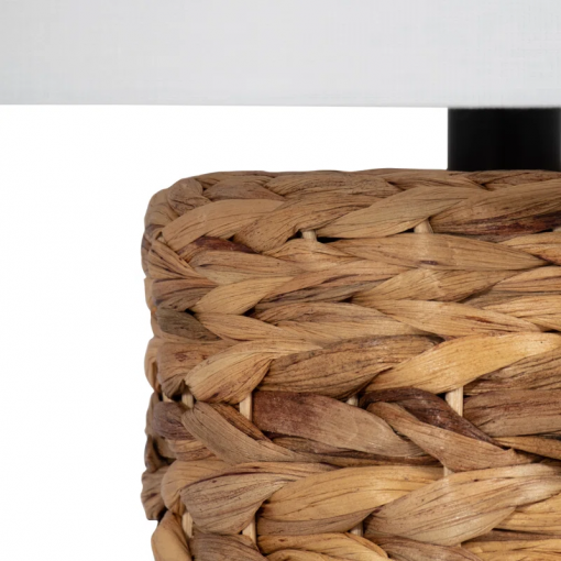 angilia boho woven seagrass table lamp 26" tall rustic accent lamp with linen drum shade natural brown finish for bedroom, living room, or office decor
