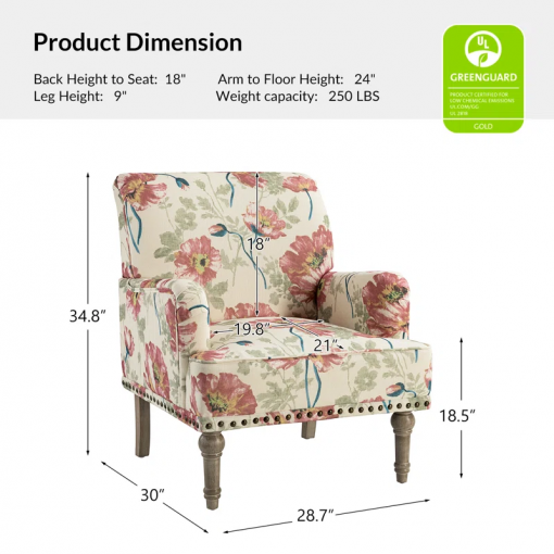 antoan 28.7"w floral print upholstered armchair