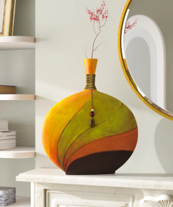 polystone decorative vase with crystal accent