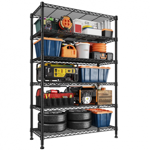 6 tier storage shelves, shelving unit for storage, adjustable kitchen shelves heavy duty pantry shelf
