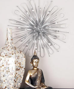 3 piece metal starburst wall decor with orb detailing set