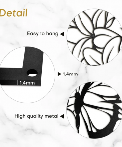 lilies butterfly black gold minimalist modern abstract wall accent sculpture hanging decoration metal wall decor