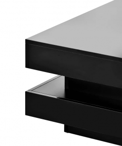 deontea pedestal high gloss minimalist design with led lights, 2 tier square coffee table, center table, living room table