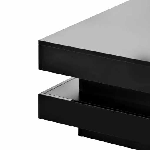 deontea pedestal high gloss minimalist design with led lights, 2 tier square coffee table, center table, living room table