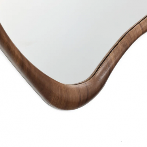brown wood frame irregular decorative wall mirror
