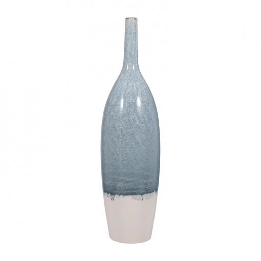 romilly decorative flower vase for home decor – large flower vase for entryway or living room display – tall vase for contemporary or transitional spaces – blue and white