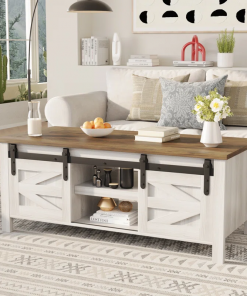 esben 47.2'' long coffee table with 2 sliding doors and 3 hidden storage compartments